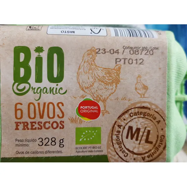 Bio Organic Ovos Frescos Biológicos M/L 6 un